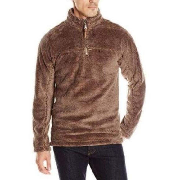 True Grit Luxe Fleece 1/4 Zip Pullover Top Mocha